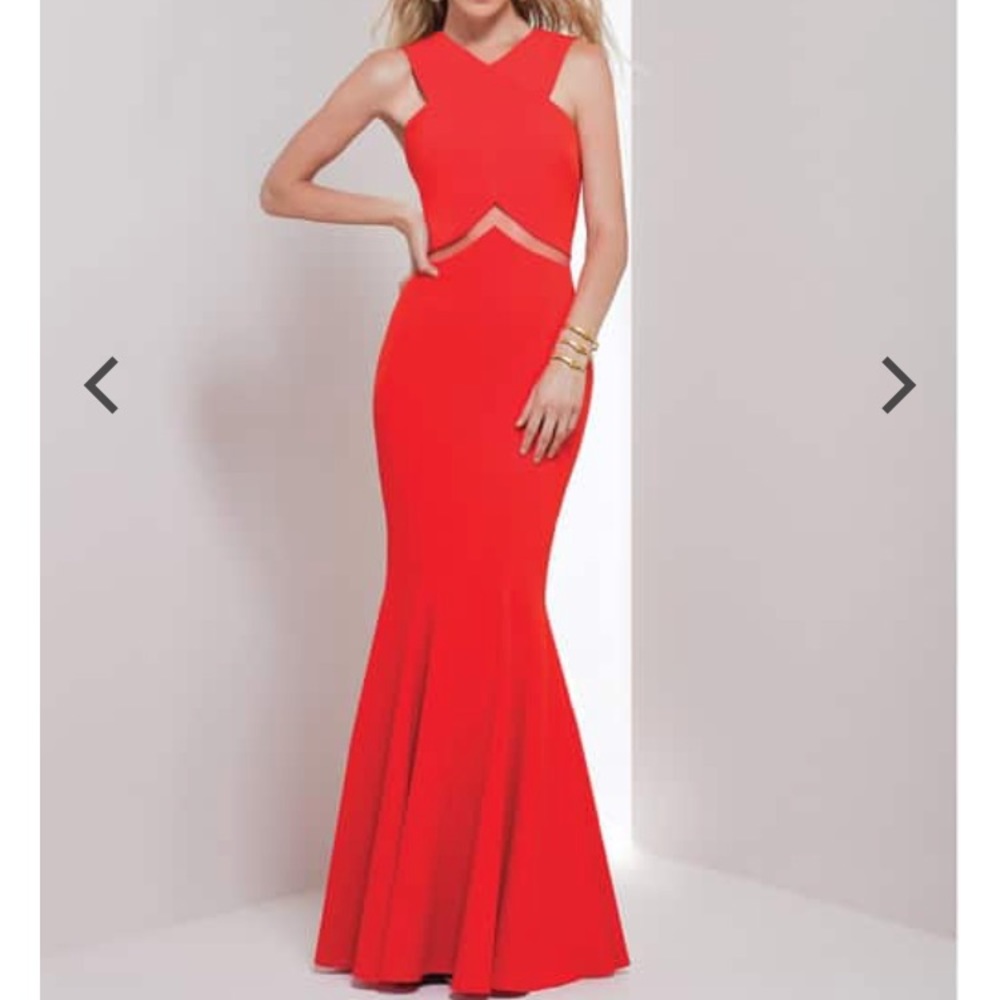 Mignon Red Chevron Cutout Gown - NWT - Prom Dress